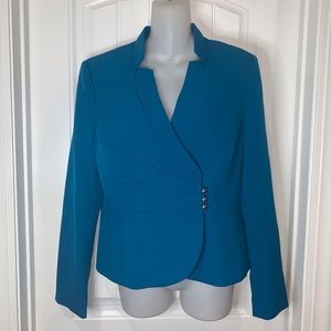 Tahari Teal Blazer with Gold Button Closure NWOT